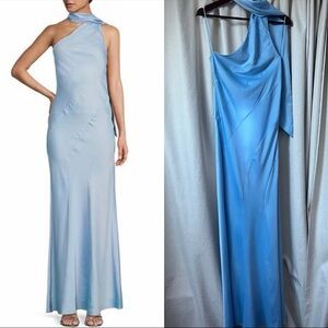 $119 NWT Midnight Doll Powder Blue Scarf Dress Maxi Size 9 Bridal See Pics